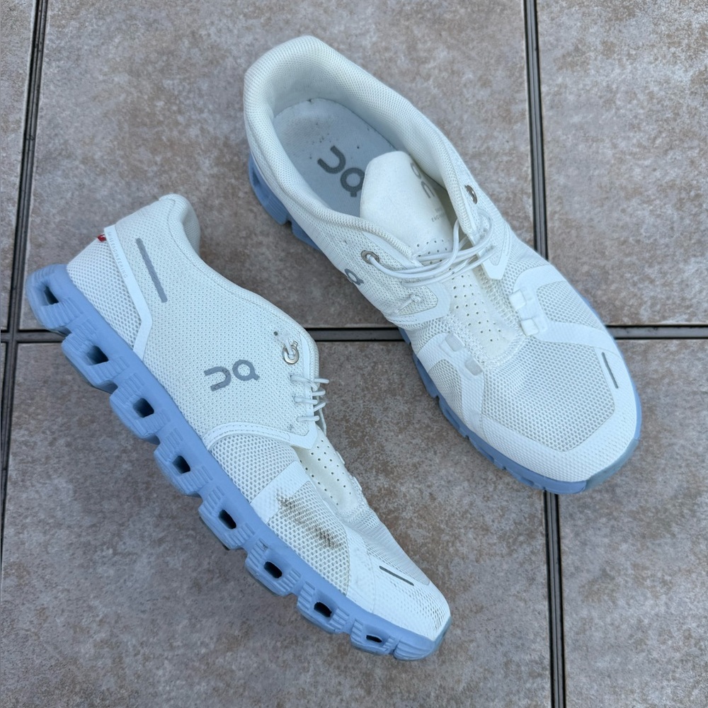 On Running White and Light Blue Athletic Shoes - Picture 10 of 14